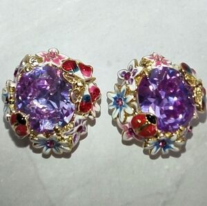 Enamel/Crystal "Garden" Earrings